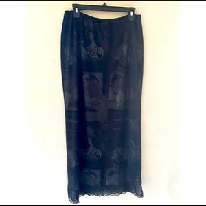 Vintage Caché printed shear maxi skirt - Size L - Circa 80’s